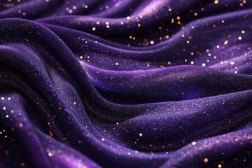 Poster - Mesmerizing purple fluid patterns with shimmering lilac swirls on a dark glitter backdrop, perfect for art lovers and designers seeking captivating and visually deep imagery