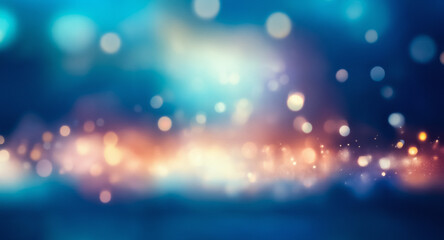 Wall Mural - abstract bokeh background with a blend of blue and orange hues, creating a dreamy and ethereal atmos