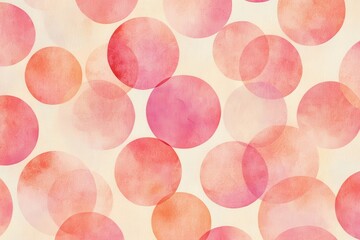 Poster - Peach and pink circles on soft beige backdrop highlighting exquisite watercolor texture for sophisticated design applications and artistic projects