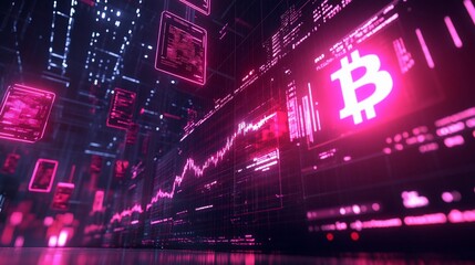 Aufkleber - Bitcoin Cryptocurrency Digital Currency Market Data Visualization