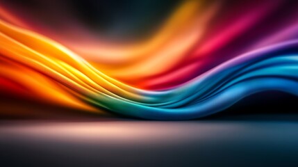 Poster - colorful, flowing piece of fabric with a rainbow pattern. the colors are vibrant and the fabric appe