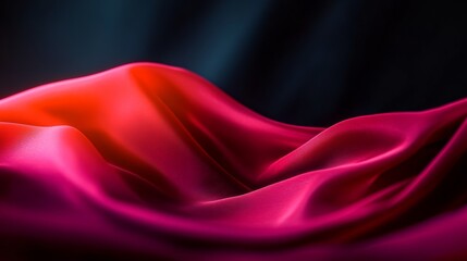 Poster - red fabric with a black background. the red fabric is flowing and has a shiny appearance. the black 