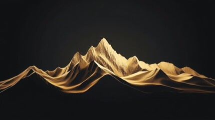 Poster - Stylish gold-foil mountain silhouette illustration with fine geometric detailing for high-end designs.