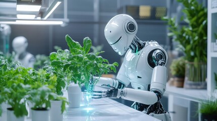 Poster - Advanced Robot Tending to Indoor Herbs in Modern Hydroponic Garden