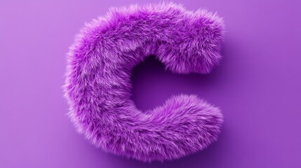 Poster - Fuzzy purple letter C on a matching purple background, showcasing texture and color. Creative typography and design concept