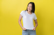 © torwaiphoto - Asian woman She shows off a white t-shirt.