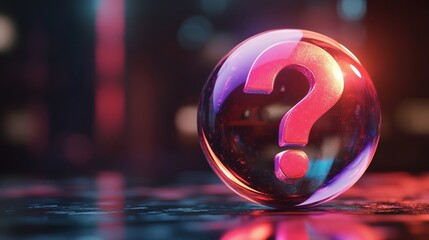 Aufkleber - glowing question mark inside a transparent orb with reflections, futuristic and mysterious atmospher