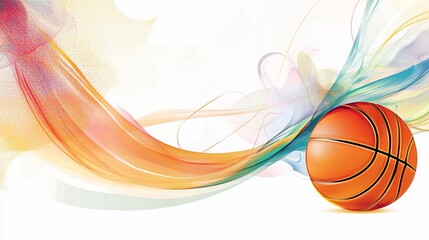 Aufkleber - Abstract sport design with a basketball and colorful wave background illustration