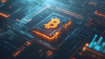 Aufkleber - Bitcoin Cryptocurrency Digital Currency Futuristic Technology
