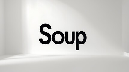 Poster - Simple black typography forming the word soup in a minimalistic environment