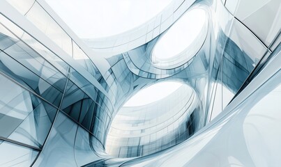 Poster - Futuristic architectural design featuring smooth curves and transparent surfaces