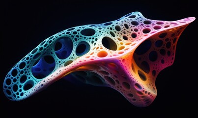 Aufkleber - Colorful abstract 3D fractal structure with intricate patterns and holes