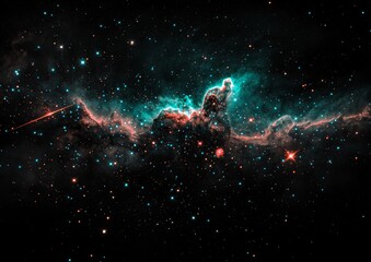Wall Mural - the depiction of an abstract illustration showcases a vibrant space galaxy cloud nebula, set against