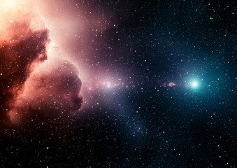 Wall Mural - an abstract illustration featuring a colorful space galaxy cloud nebula, a starry night cosmos, and 