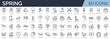 © SkyLine - Set of 60 outline icons related to spring season. Linear icon collection. Editable stroke. Vector illustration