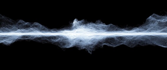 Poster - A dark space with an abstract blue background, glowing connections, and network lines forms a banner concept ideal for representing technology, science, or data transfer