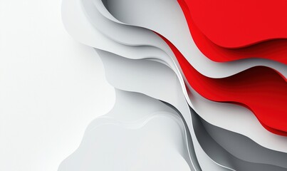 Poster - Abstract layered design with red, white, and gray colors creating a modern aesthetic