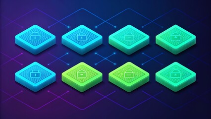 Modern digital interface with colorful interactive tiles for app development.