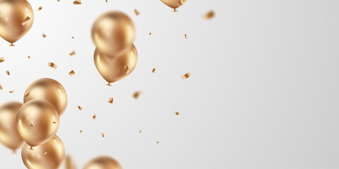 Wall Mural - beautiful banner illustration vector template, 3d golden balloon design background