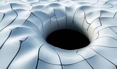 Poster - Abstract 3D surface with a deep black hole and smooth wavy texture
