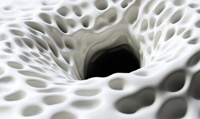 Poster - Abstract white organic structure with deep void and intricate surface texture