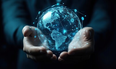 Poster - Digital globe representation showcasing global connectivity and technology advancements