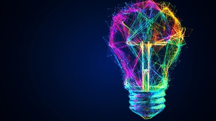 Poster - the concept of innovation and business success is represented by an electric light bulb with polygon