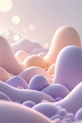 Poster - soft pastel shapes undulating in a dreamy landscape with gentle light reflections