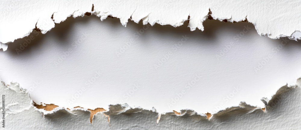 Torn blank pages featuring uneven texture edges, a set of ripped white ...