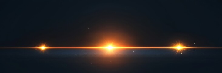 Poster - The Dynamic yellow Celestial Explosion set features a black background accompanied by a glowing golden sunburst, digital lens flare, and color-adjusted light rays