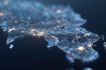 Poster - A stock digital map of China illustrates the concept of global network, data transfer, cyber technology, information exchange, and advanced telecommunication