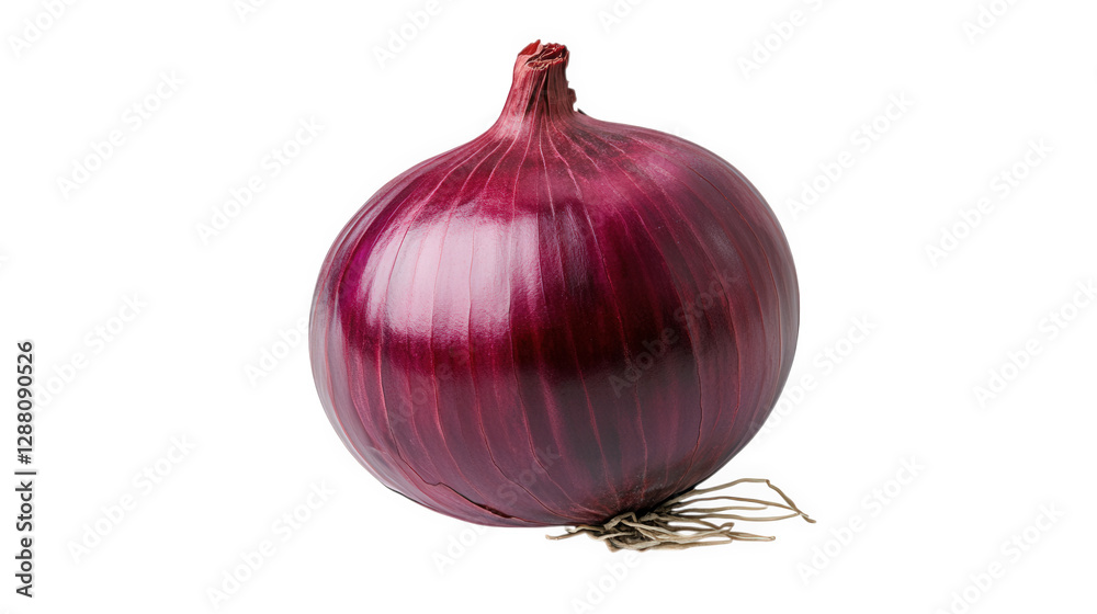 single red onion. showcasing its smooth. shiny skin and distinct purple ...