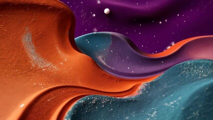 Poster - A colorful painting with a white star in the middle. The painting is a mix of purple and blue with orange and blue swirls. The swirls are very detailed