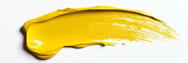 Poster - Against a clear transparent background, a lone yellow paint stroke stands out