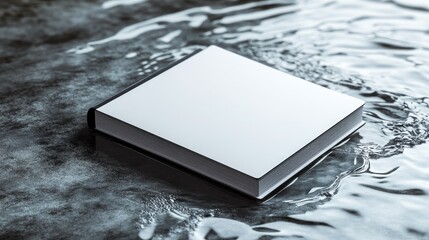 Poster - Elegant blank notebook placed on pure water, creating a smooth and futuristic artistic feel