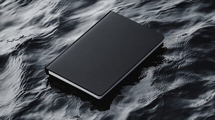 Poster - Elegant blank notebook placed on pure water, creating a smooth and futuristic artistic feel