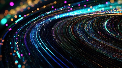 Poster - Blue light ray stripe line represents speed and motion in a futuristic digital technology background concept