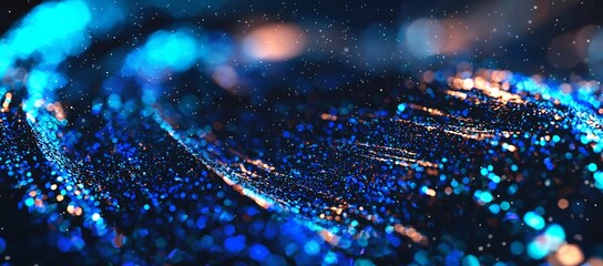 Poster - the blue explosion is illuminated by bright stars and set against a futuristic concept of a hyperspa