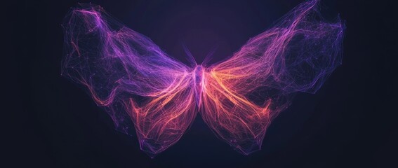 Poster - AI and privacy innovation is represented by a low poly butterfly in a secure cyber world through abstract transformation concept