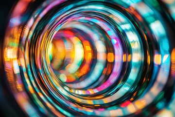 Fototapete - Explore the velocity of optical fiber through luminous data flow, an abstract representation of a fiber optic channel, which is integral to telecommunications solutions and products related to fiber