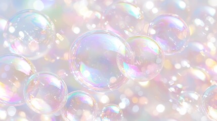 Poster - a multicolored transparent hologram resembling the color of soap bubbles is presented in a macro vie