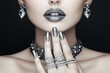 © neiros - A close-up of a woman's hands adorned with jewelry rings showcases beauty and fashion, highlighting makeup and manicure