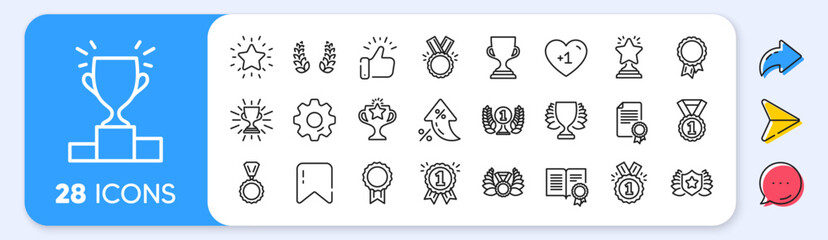 Wall Mural - award line icons. interest rate, ai generate, inflation icons. set of winner medal, victory cup and 