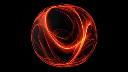 Poster - A glowing, abstract sphere with swirling red and orange patterns against a black background, evoking energy and movement.