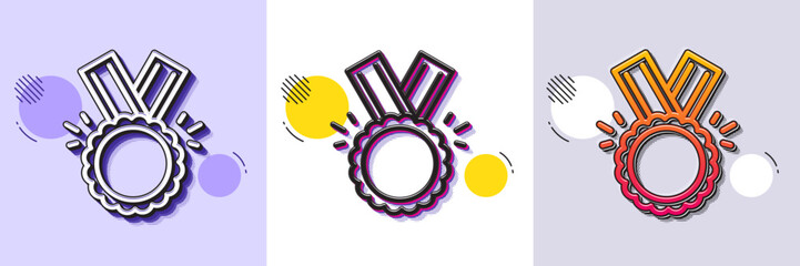 Wall Mural - award medal line icon. halftone dotted pattern. gradient icon with grain shadow. winner achievement 