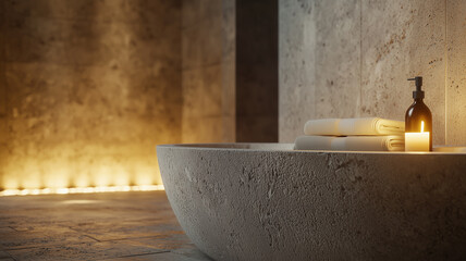 Poster - modern minimal bathroom with soothing textures and soft lighting