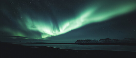 Poster - sky background with vibrant aurora borealis dancing over serene landscape