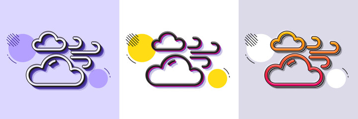 Poster - Windy weather line icon. Halftone dotted pattern. Gradient icon with grain shadow. Clouds with wind sign. Sky symbol. Line windy weather icon. Various designs. Vector