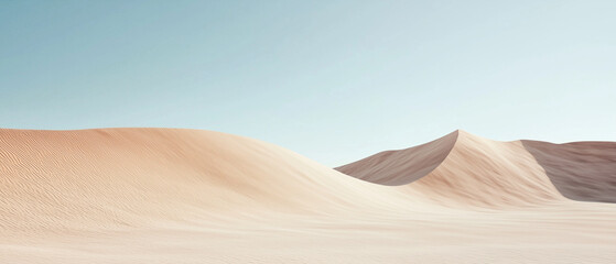 Poster - Sand dunes under clear blue sky with gentle curves and soft textures