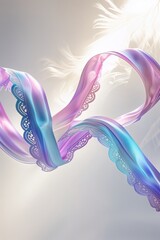 Poster - colorful flowing ribbons in soft light create an enchanting visual display in a serene environment